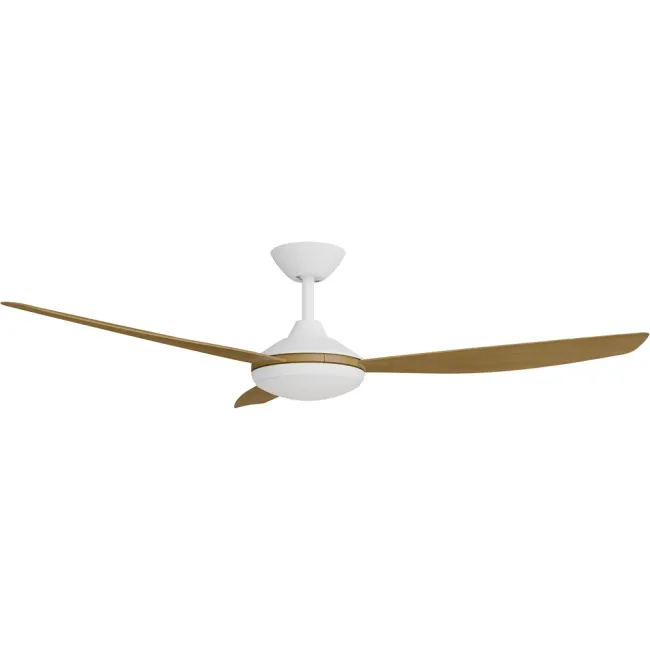 Calibo Condor 56" DC Smart Ceiling Fan and LED Light in White & Teak CON-356W-TE-L