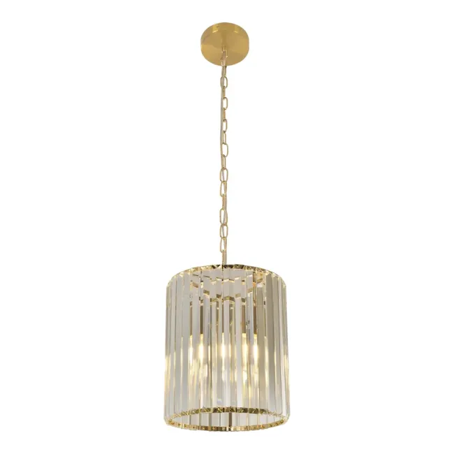 Calibo Crane 1 Light Pendant Light in Gold & Crystal CRA-1PN-E27-CL-GD