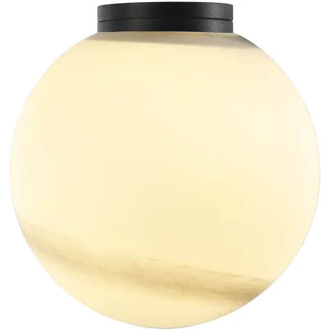 Calibo Crest 120mm Alabaster Glass Orb Wall Light in Black CRE-12WL-G9-AB-BK