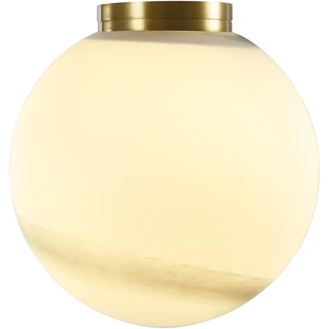 Calibo Crest 120mm Alabaster Glass Orb Wall Light in Brass CRE-12WL-G9-AB-BR
