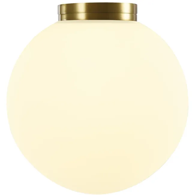 Calibo Crest 120mm Opal Glass Orb Wall Light in Brass CRE-12WL-G9-OP-BR