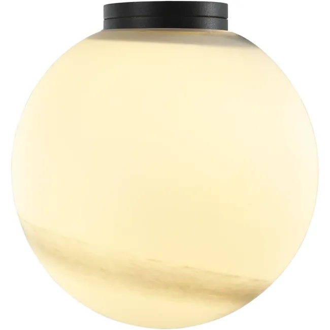 Calibo Crest 140mm Alabaster Glass Orb Wall Light in Black CRE-14WL-G9-AB-BK