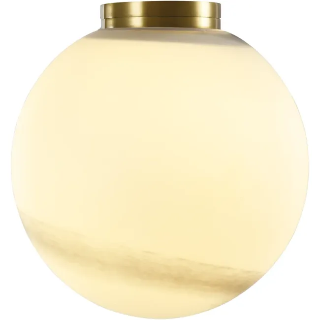 Calibo Crest 140mm Alabaster Glass Orb Wall Light in Brass CRE-14WL-G9-AB-BR