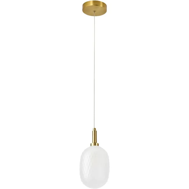 Calibo Lark 124mm Pendant Light in Brass with Opal Diamond Pattern Glass LAR-1PN-12-E14-OP