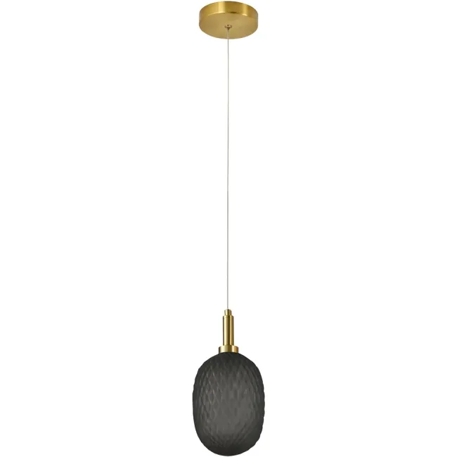 Calibo Lark 124mm Pendant Light in Brass with Smoke Diamond Pattern Glass LAR-1PN-12-E14-SM