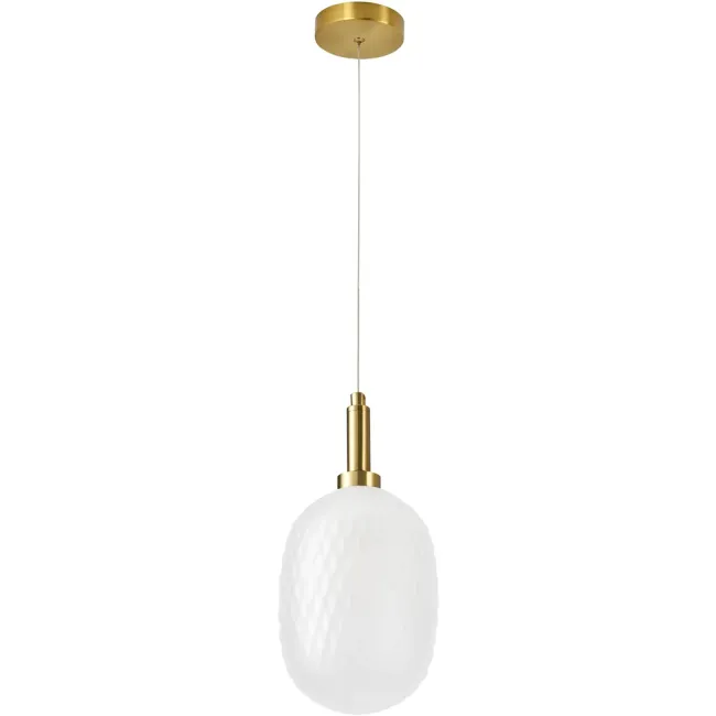 Calibo Lark 150mm Pendant Light in Brass with Opal Diamond Pattern Glass LAR-1PN-15-E14-OP