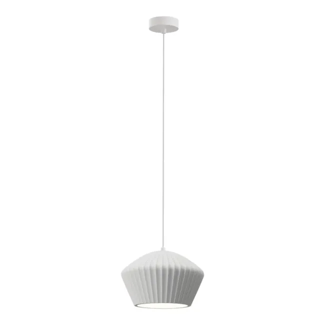 Calibo Munia 1 Light Ribbed Pendant Light in Paintable White MUN-1PN-E27-GP
