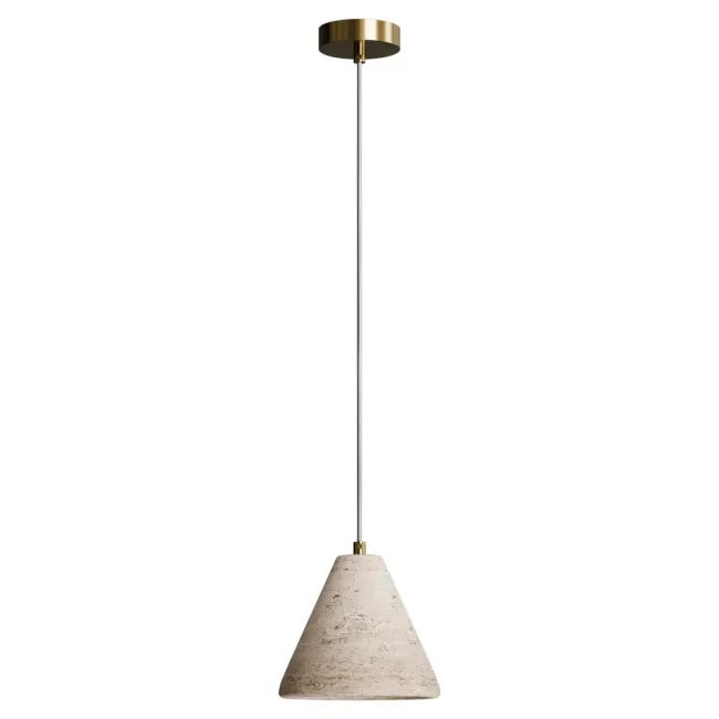 Calibo Orville 1 Light Pendant in Brass & Natural Travertine ORV-1PN-20-E27-BR-TT