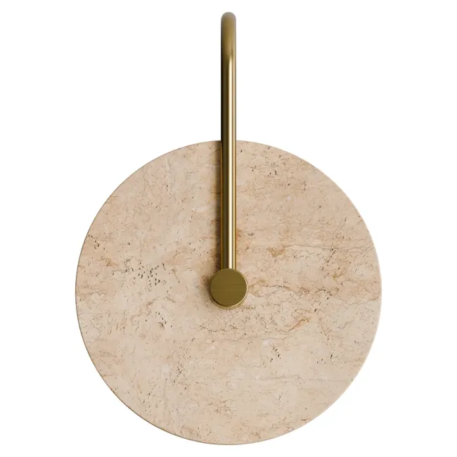 Calibo Orville Backlit 200mm LED Wall Light in Brass & Natural Travertine ORV-20WLH-5W-BR-TT