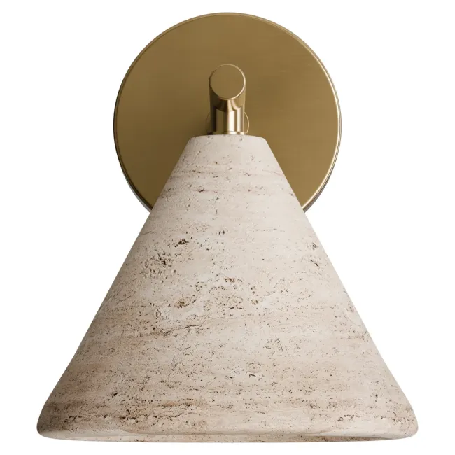 Calibo Orville Wall Light in Brass & Natural Travertine ORV-1WL-20-E27-BR-TT