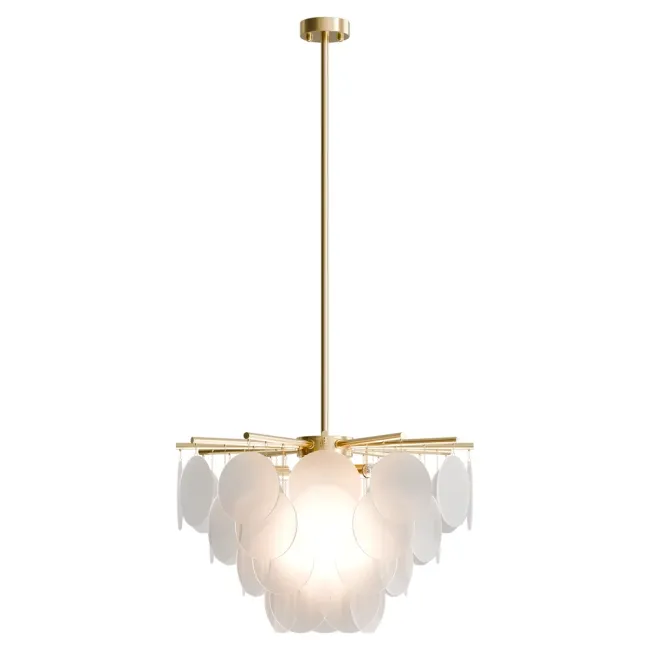 Calibo Prism Layered Frosted Glass 6 Light Pendant PRI-6PN-65-E14-FR-BR
