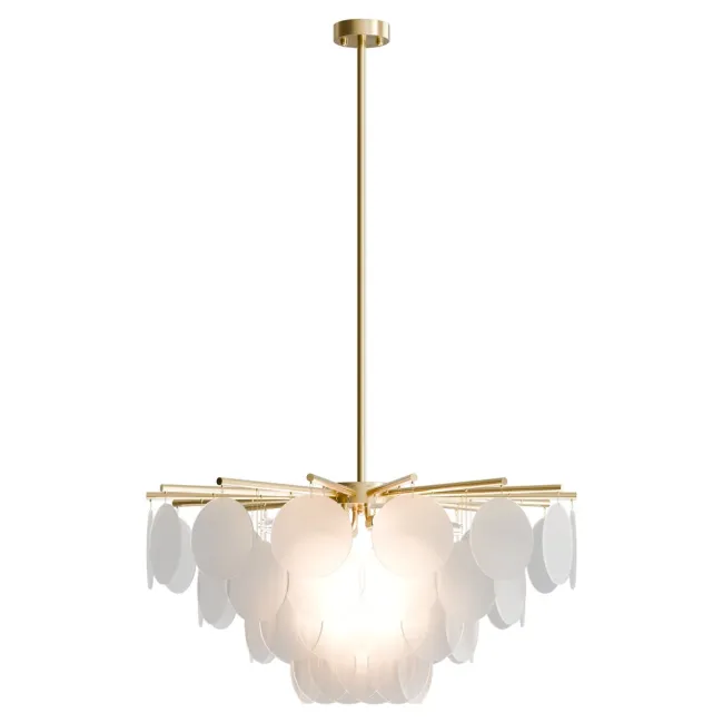 Calibo Prism Layered Frosted Glass 8 Light Pendant PRI-8PN-85-E14-FR-BR