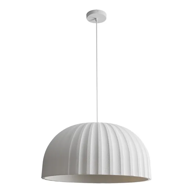 Calibo Rachis Large Ribbed Pendant Light in White RAC-1PN-60-E27-WH