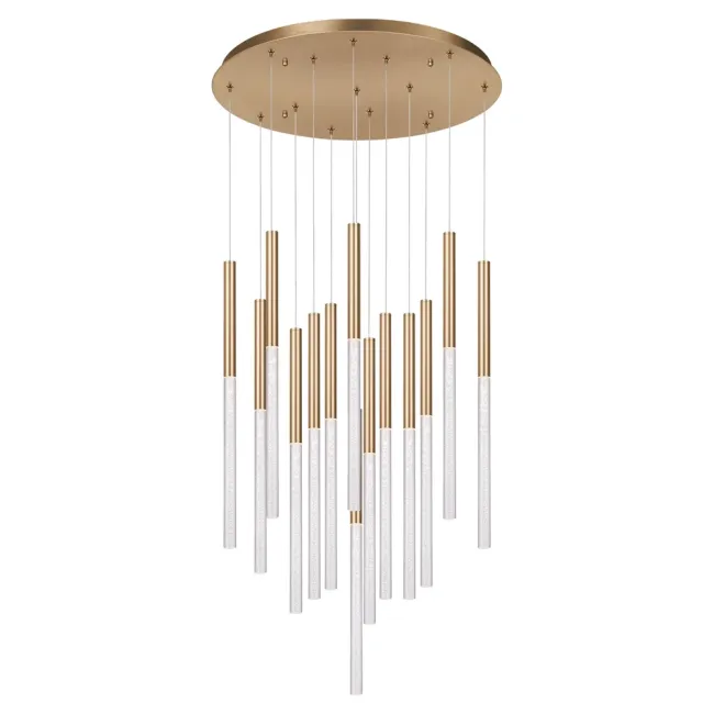 Calibo Rhea 14 Light Pencil Drop LED Pendant Light in Brass RHE-14PN-100W-BR