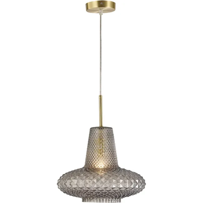 Calibo Sculpt Pendant Light in Gold with Smoke Faceted Cut Glass SCU-1PN-32-E27-SM-GD
