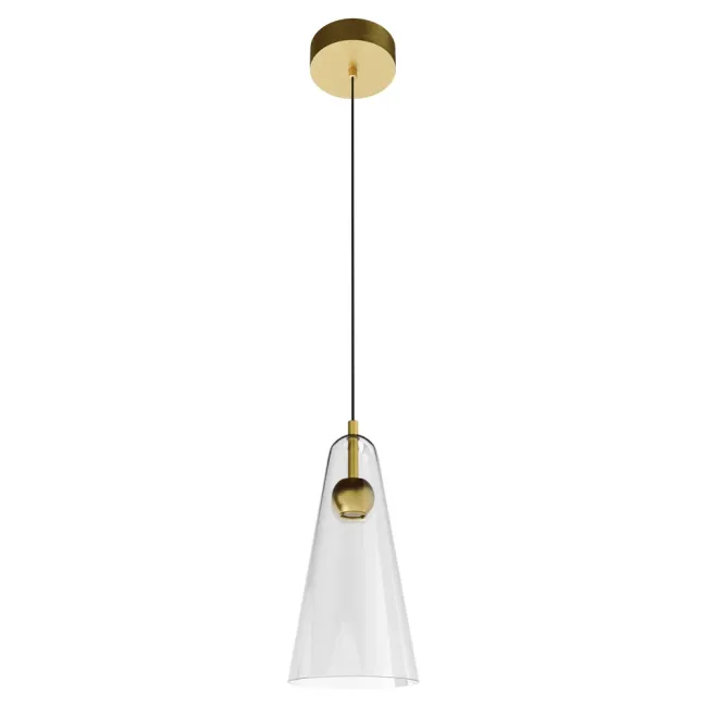 Calibo Skua Hand Blown Glass Pendant Light in Brushed Brass SKU-1PN-5W-BR