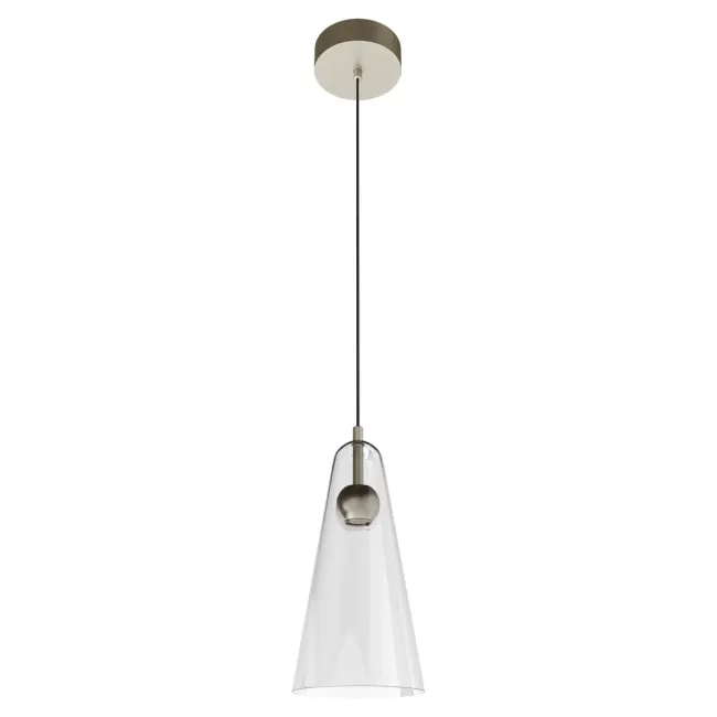 Calibo Skua Hand Blown Glass Pendant Light in Brushed Nickel SKU-1PN-5W-BN
