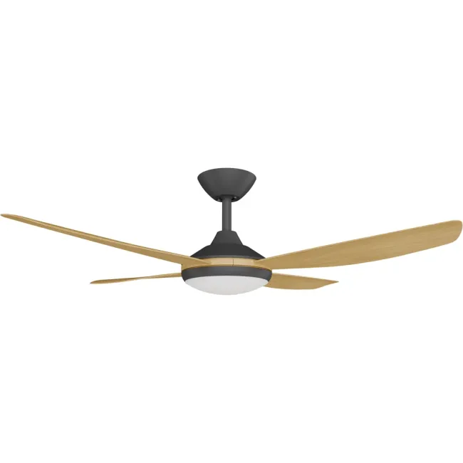 Calibo Vanga 48" DC Ceiling Fan and LED Light in Black & Bamboo VAN-448B-BA-L