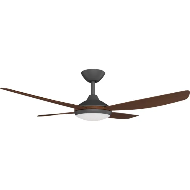 Calibo Vanga 48" DC Ceiling Fan and LED Light in Black & Koa VAN-448B-KO-L
