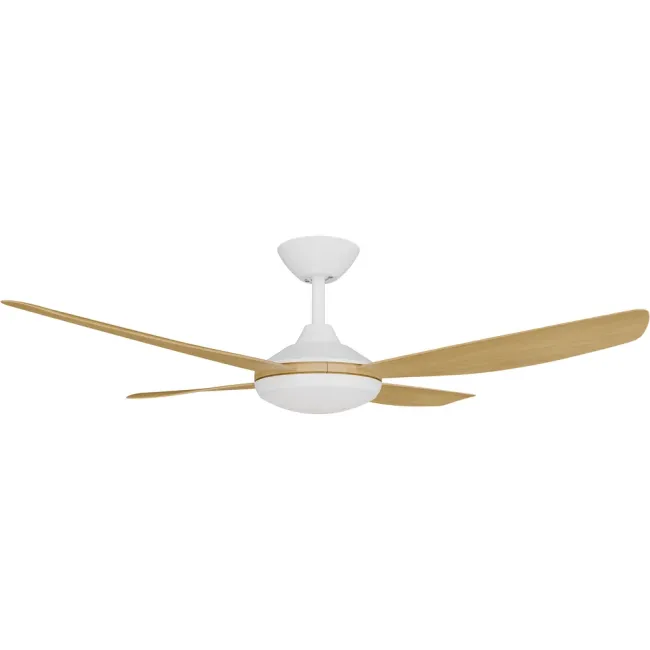 Calibo Vanga 48" DC Ceiling Fan and LED Light in White & Bamboo VAN-448W-BA-L
