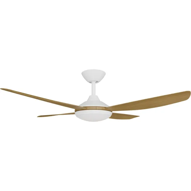 Calibo Vanga 48" DC Ceiling Fan and LED Light in White & Teak VAN-448W-TE-L