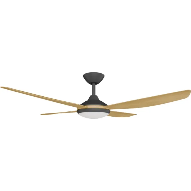 Calibo Vanga 52" DC Ceiling Fan and LED Light in Black & Bamboo VAN-452B-BA-L