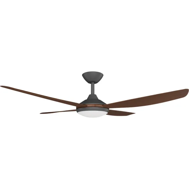Calibo Vanga 52" DC Ceiling Fan and LED Light in Black & Koa VAN-452B-KO-L