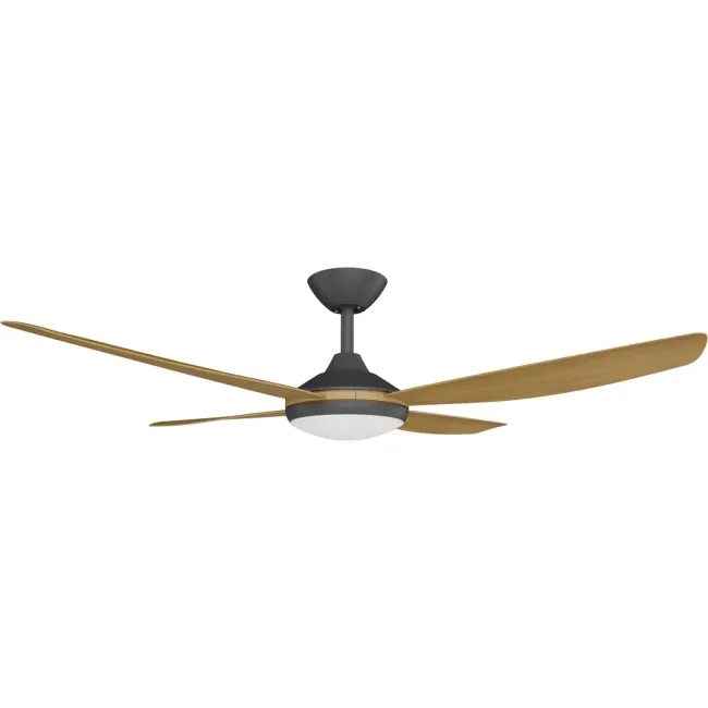 Calibo Vanga 52" DC Ceiling Fan and LED Light in Black & Teak VAN-452B-TE-L