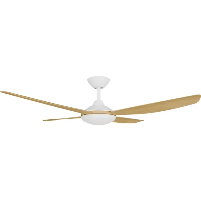 Calibo Vanga 52" DC Ceiling Fan and LED Light in White & Bamboo VAN-452W-BA-L