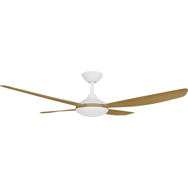 Calibo Vanga 52" DC Ceiling Fan and LED Light in White & Teak VAN-452W-TE-L