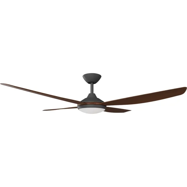 Calibo Vanga 56" DC Ceiling Fan and LED Light in Black & Koa VAN-456B-KO-L
