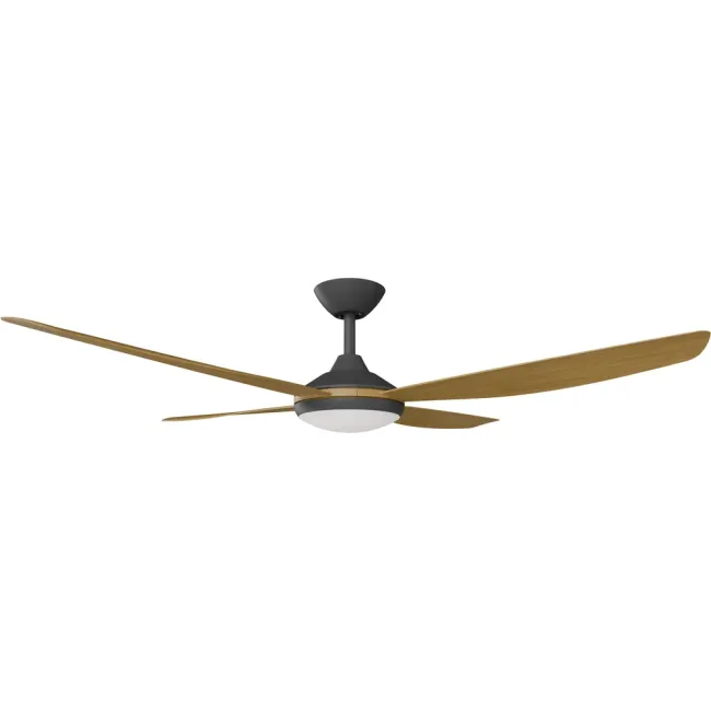 Calibo Vanga 56" DC Ceiling Fan and LED Light in Black & Teak VAN-456B-TE-L