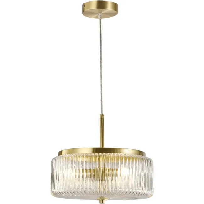 Calibo Whistler Pendant Light in Gold with Clear Ribbed Glass WHI-3PN-30-G9-CL-GD