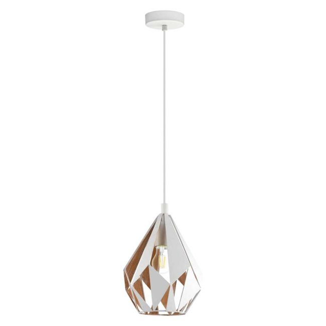 Carlton 1 White and Gold Small 1 Light Pendant by Eglo