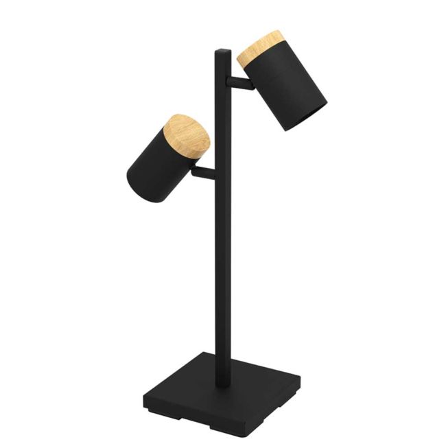 Cartagena Black and Wood 2 Light LED Table Lamp by Eglo