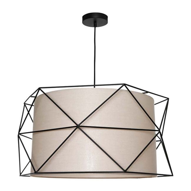 Cougar Lighting Barkley 3 Light Large Pendant Black with Fawn Shade