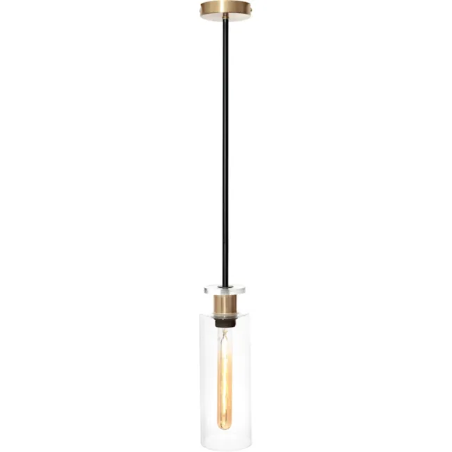 Cougar Lighting Bourne 1 Light Pendant in Black, Gold & Glass BOUR1PBLK