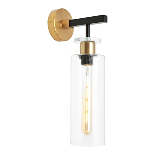 Cougar Lighting Bourne 3 Light Wall Light in Black, Gold & Glass BOUR1WBLK