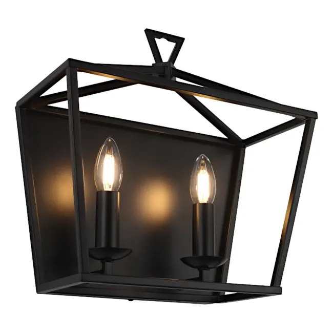 Cougar Lighting Perigan 2 Light Wall Light in Black PERI2WBLK