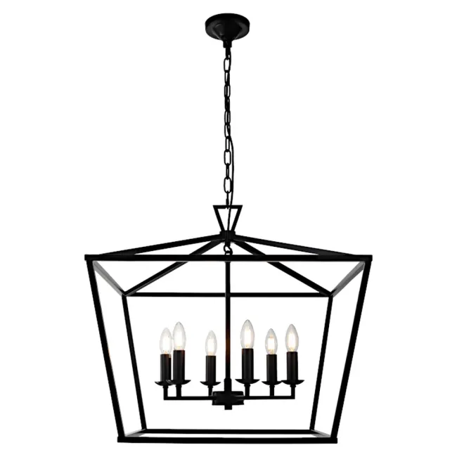 Cougar Lighting Perigan 6 Light Pendant Light in Black PERI6PBLK