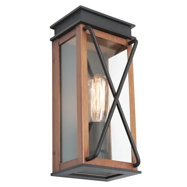 Cougar Lighting Sicily Exterior Wall Light in Black & Timber SICI1EBLK