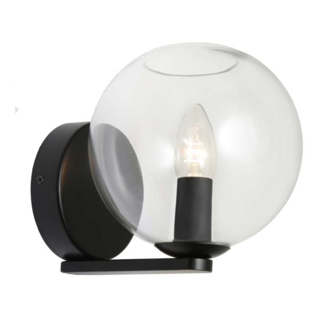Cougar Lighting Orpheus Wall Light Black with Clear Glass