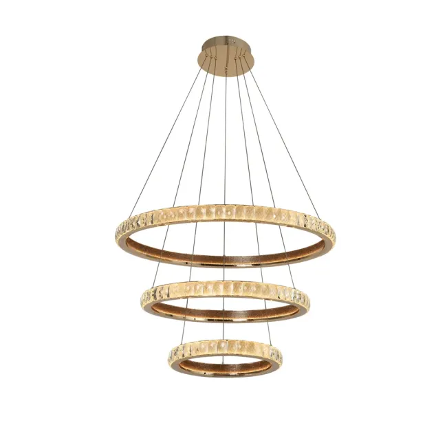 Eglo Kathleen LED 3 Ring Pendant in French Gold & Crystal 207931