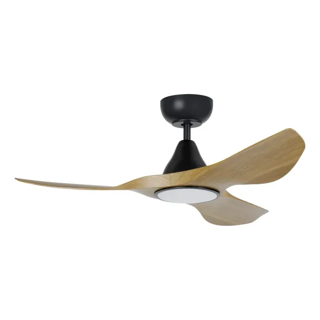 Eglo Surf 40" DC Ceiling Fan and LED Light in Black & Burmese Teak 20789317