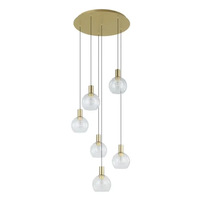 Eglo Terque 6 Light Pendant Light in Brushed Brass 206679
