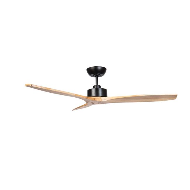 Fanco Wynd 54" DC Timber Ceiling Fan with Remote Control Matt Black with Natural Blades CFFCWY24MBN