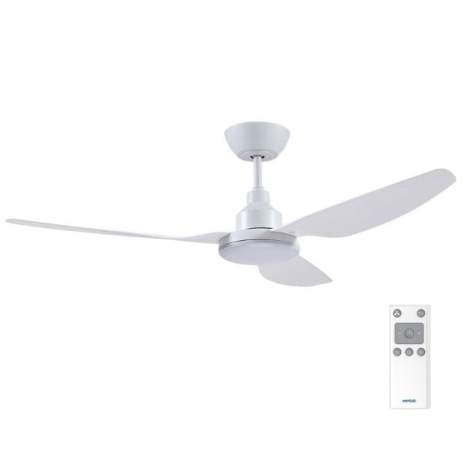 Glacier DC Ceiling Fan 52" with Light & Remote by Ventair GLA1303WH-L