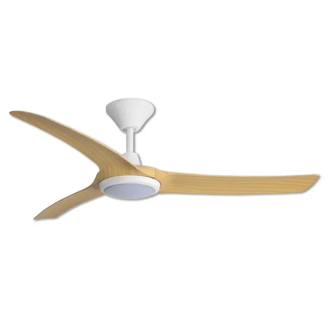 Hunter Pacific Aqua 3 52" IP66 DC Ceiling Fan and LED Light in White & Oak Blades AIPL111