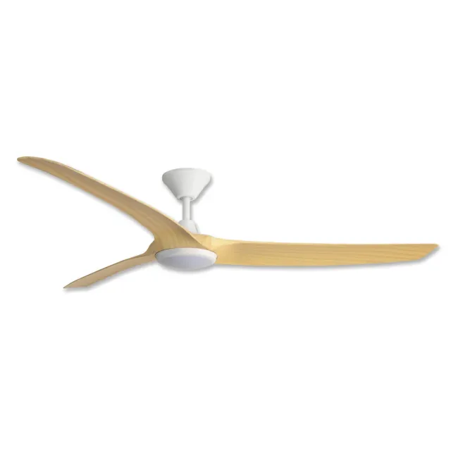 Hunter Pacific Aqua 3 70" IP66 DC Ceiling Fan and LED Light in White & Oak Blades AIPL116
