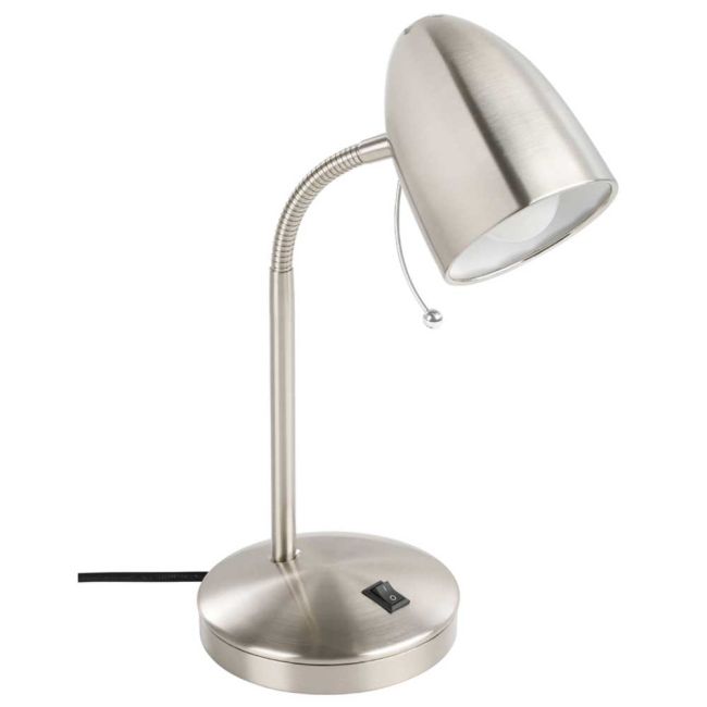 Lara Satin Nickel E27 Table Lamp with Charger by Eglo